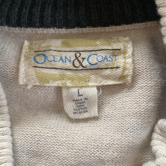 OCEAN & COAST | 100% Cotton Cream-colored Sweater Vest | Sz L - Picture 4 of 6